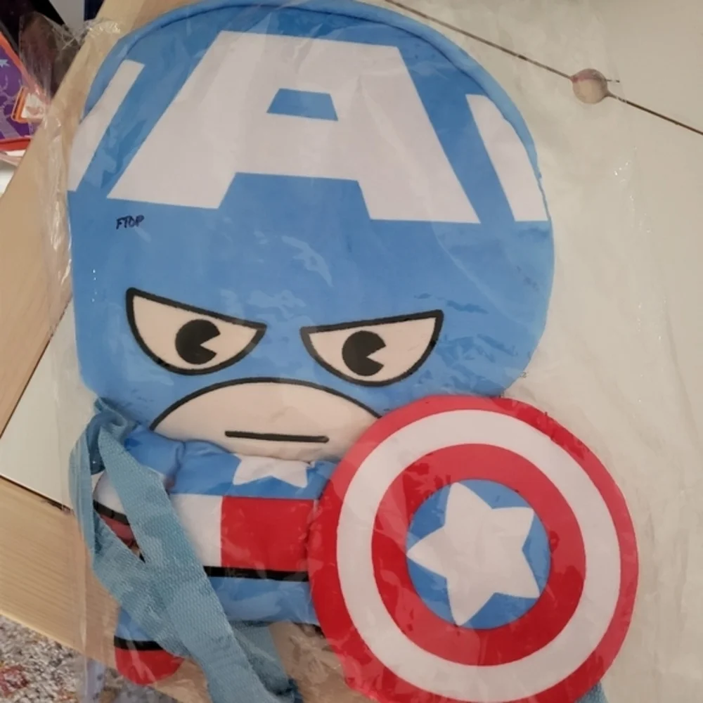 Disney Marvel Captain America Plush Blue Backpack‎